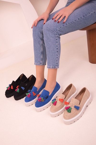 SOHO Saks Blue Suede Women's Casual Shoes 17837