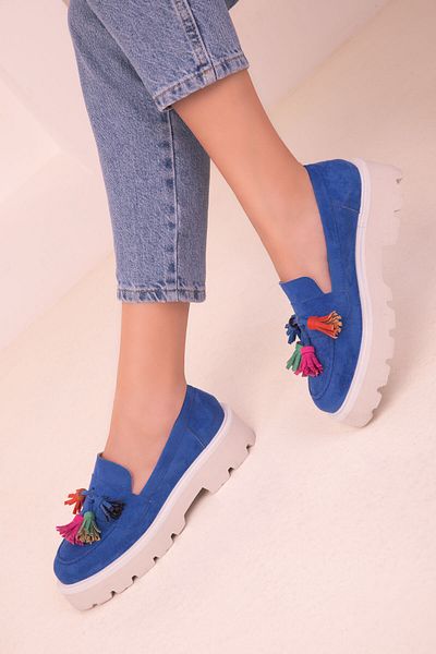 SOHO Saks Blue Suede Women's Casual Shoes 17837
