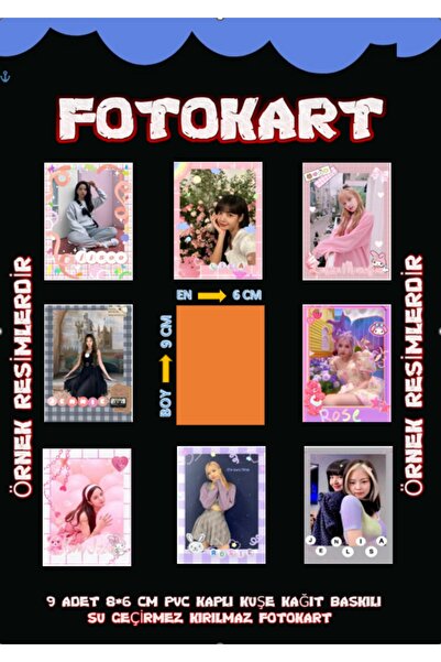 animeandyourworld Blackpink-twice-bts Fotokart 9 Adet Kesilmiş 8*6 Cm Pvc Kaplı Süper Hd Kaliteli Baskılı