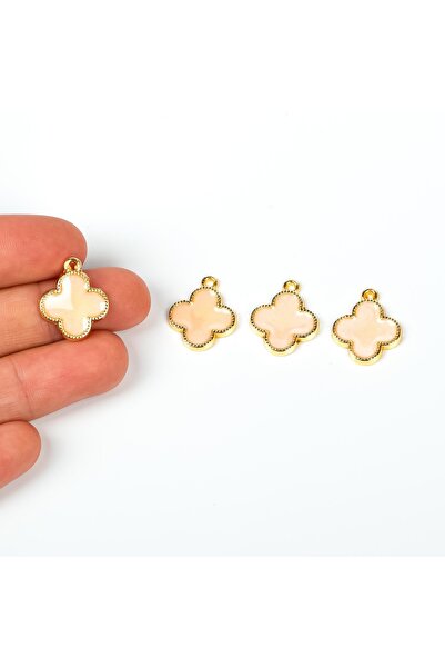 yfhobi 1 Adet - 18 Mm Sedef Renk Mineli Yonca Takı Aparatı, Altın Kaplama, 1. Kalite (kararmaz)