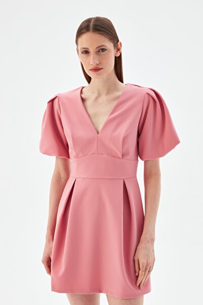 adL Balon Kollu Mini Elbise