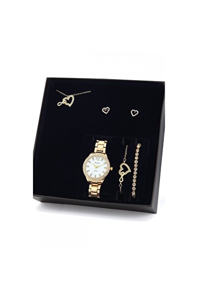Forentina Kalpli Sonsuzluk Kolye Küpe Bileklik Saat Seti - Hediye Set - Ps0634