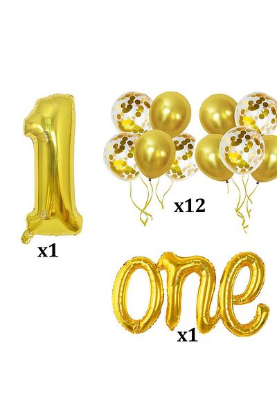Patladı Gitti Gold 1 Year Birthday Set