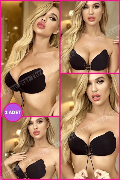 Three Star 2 Adet Yapışkanlı Sütyen Siyah Renk Dolgunlaştırıcı Ve Toparlayıcı...