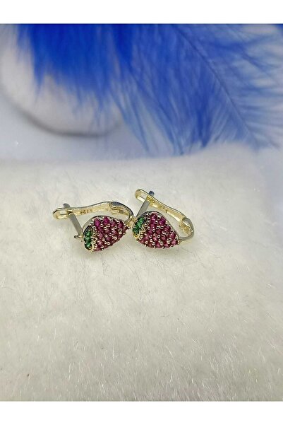 Nisanur Altın 14 Ayar Çilek Modeli Çocuk Küpesi