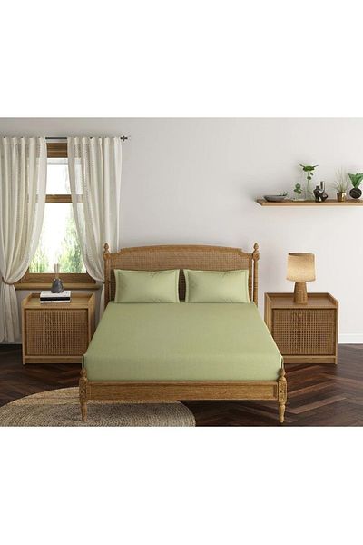 Romans Luxury Elastic Combed Cotton Sheet 180x200 Cm Water Green Color