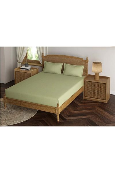 Romans Luxury Elastic Combed Cotton Sheet 180x200 Cm Water Green Color