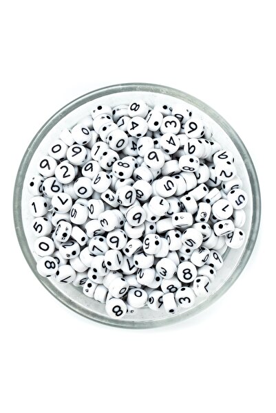 yfhobi 25 Gram- 7 Mm Yassı Sayı Boncuk, Beyaz Üzeri Siyah Renk Sayı Boncuk 1....