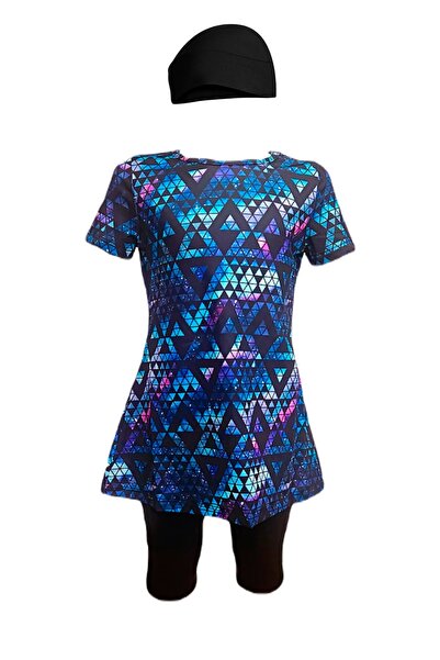 TESMAY Kısa Kollu Çocuk Mayo Taytlı 3 'lü Takım Su Itici Elbise Mayo Dar Kalı...