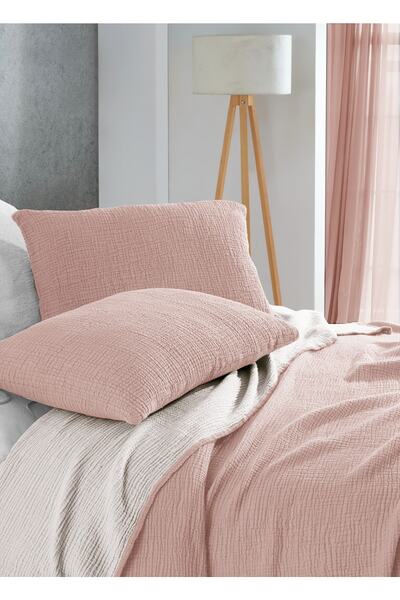 destinyhometex Roz 4 straturi Multi Muslin Natural 100% bumbac 2 fete de perna 50x70cm