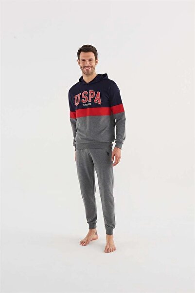 U.S. Polo Assn. Baza. Set de pijamale cu glugă cu mânecă lungă pentru bărbați...