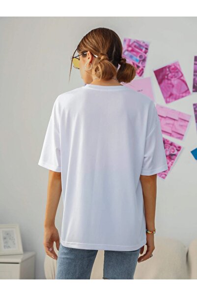 Machetta Рожева Каліфорнія з принтом Oversize крій Велосипедний комір Unisex Трикотажна біла футболка