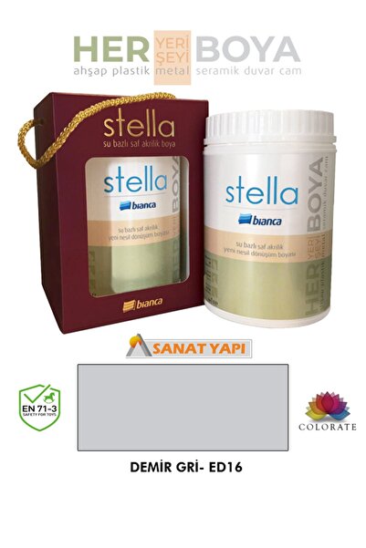 Bianca Stella Su Bazlı Saf Akrilik Boya 1lt Demir Gri