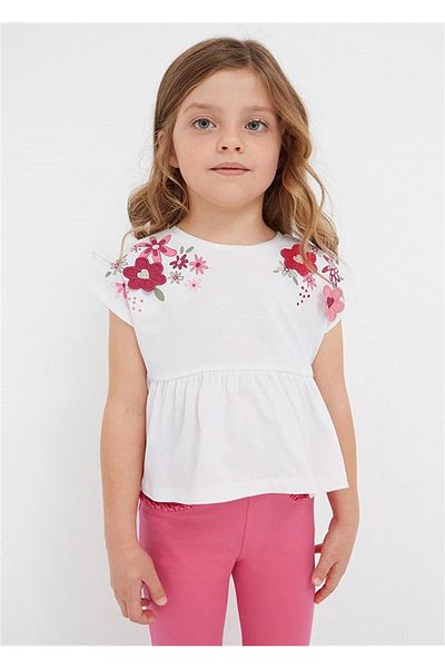 MAYORAL Tricou cu mânecă scurtă pentru fete alb/fucsia 3059