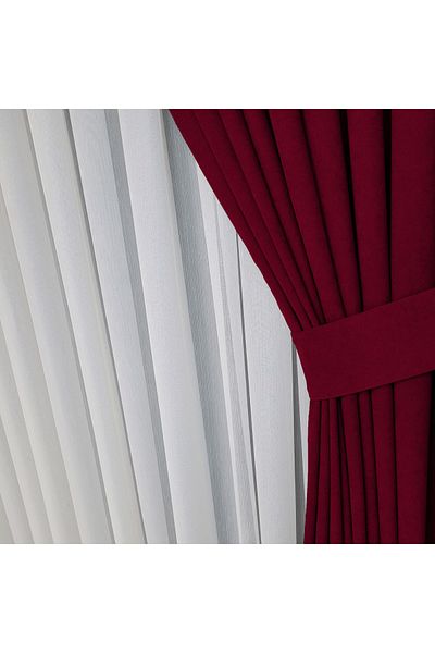 Yuka Diamond Double Wing Claret Red Velvet Textured Sparse Pleated Plain Island Background Curtain Plain 80 X 250