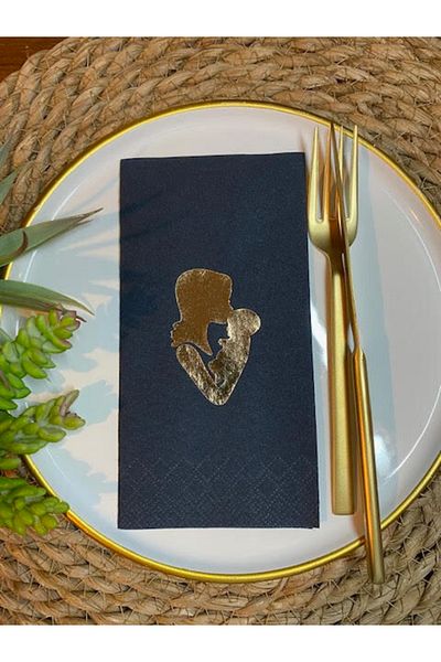 kidspartim Gold Gilded Black Mother Baby Napkin