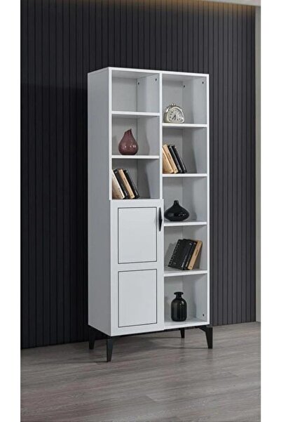 Erezogulları Mobilya Çizgi Kitaplık Raflı Kapaklı 70x37x180cm