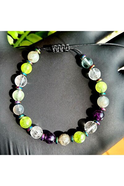 Singincraft سوار برج الجدي من الحجر الطبيعي > فلوريت - كوارتز كريستال - لابرو...