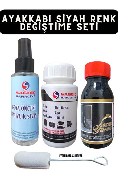 ALTINYUNUS Siyah Deri Boyası Renk Değiştirme Verniği Ve Ucc Boya Öncesi Temiz...