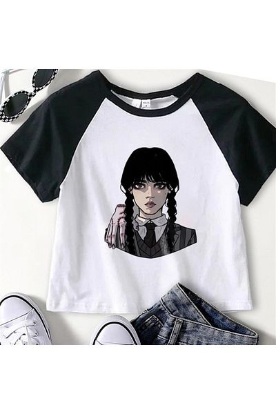 Touz Τετάρτη εμπριμέ μανίκι Raglan White Crop