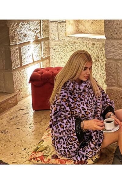 St boutique Rugan Detaylı Leopar Desen Panço