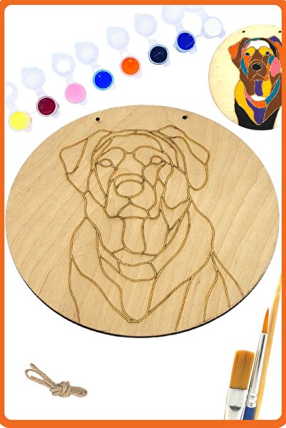 Genel Markalar Renkli Köpek Ahşap Boyama Tuval Seti Hediye Hobi Kiti 20 Cm