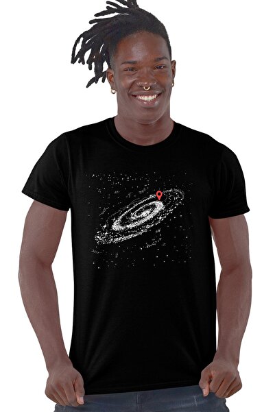 ROCKANDROLL أين أنا تي شيرت أسود قصير الأكمام للرجال