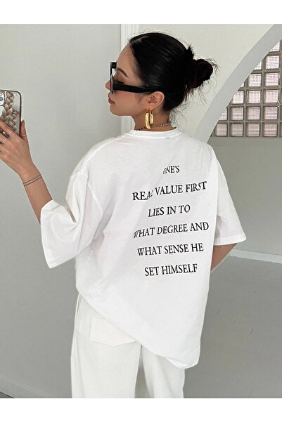 MOONBULL Oversize White Back Printed Logo T-shirt