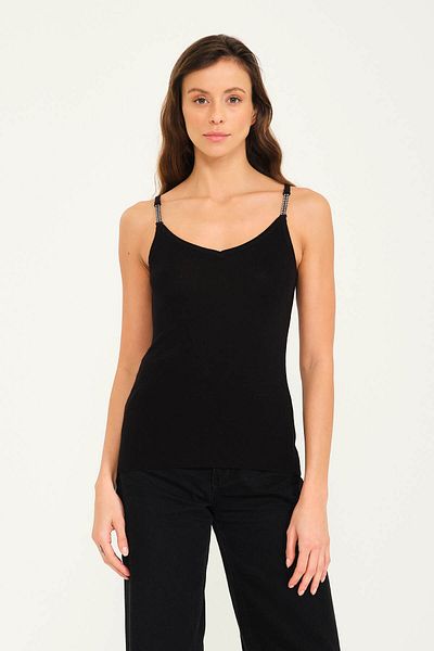 Solo Women's Knitwear Knitted Top - Crystal Metal Strap