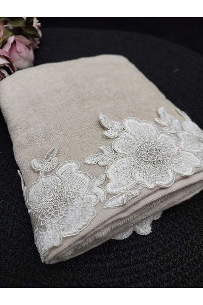 Çeyiz Bahçesi Gülden Velvet Cream Πετσέτα Χεριών και Προσώπου 50/90εκ