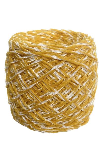 göçer Wool Velvet: 100% Wool Mustard White Velvet Balls 100 Gr