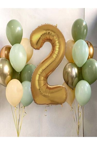 DÜVENCİ TİCARET بالون ذهبي للأطفال من 1 إلى 9 سنوات و16 بالونة (4 قوالب + 4 نعناع أخضر + 4 سلمون + 2 ذهبي + 2 فضي) 16 في 1