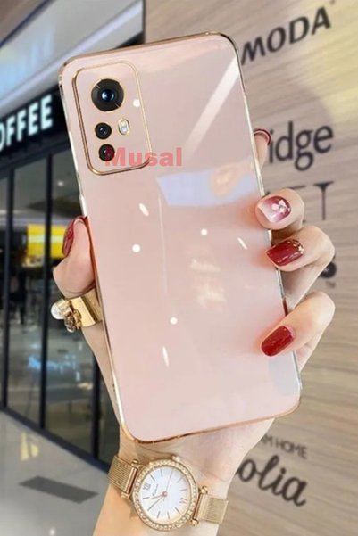 Musal Mi 12t Case with Camera Protection Gold Edge Design Silicone