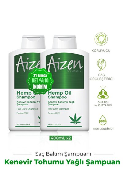 Aizen Kenevir Şampuanı - 2 Adet Indirimli - Onarıcı - Besleyici - 400 Ml X 2 ...