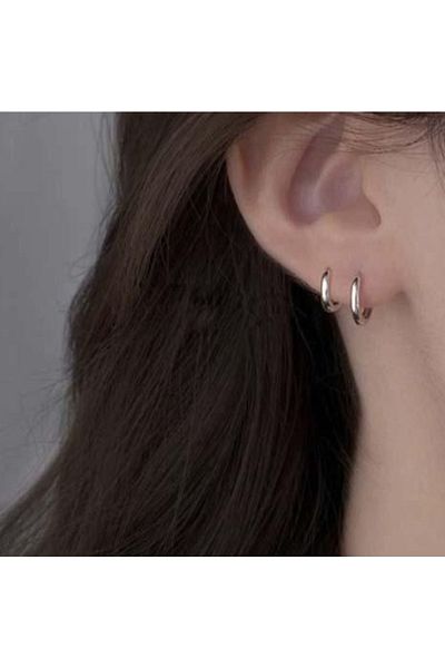 Heppii 10 Mm Surgical Steel Small Hoop Earrings Silver Color