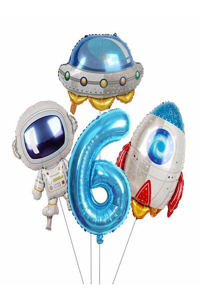 DÜVENCİ TİCARET Astronaut Balloons Rocket Outer Space Spaceship Foil