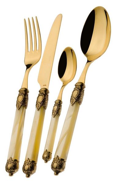 Mikasa Moor Bugatti Gallery Gold 75 Piece Fork Spoon Knife Set
