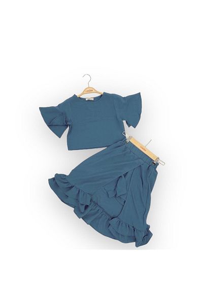Çikoby Girl's Blouse and Slit Skirt Set