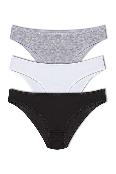 HNX Γυναικεία σλιπ εσώρουχα 3 τμχ Cotton Heart Rubber