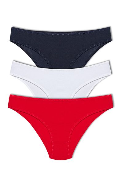 HNX Γυναικεία σλιπ εσώρουχα 3 τμχ Cotton Heart Rubber