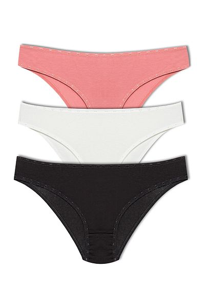 HNX Γυναικεία σλιπ εσώρουχα 3 τμχ Cotton Heart Rubber