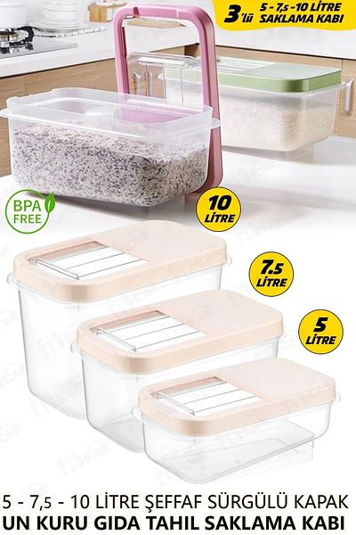 GOCENG Multibox Food Flour Pulses Storage Food Container Sliding 5-7.5-10 Liters