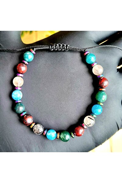 Singincraft سوار من الحجر الطبيعي برج الجوزاء > أباتيت - كوارتز روتيل - عقيق ...