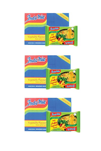 İndomie Sebze Çeşnili Hazır Noodle 40'lı Koli ("75 G X 40 Adet") X 3 Koli
