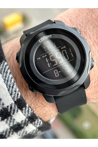 Cockpit Brand Water Resist, Alarm, Illuminated, Black Silicone Band Sports Men's Wristwatch