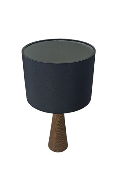 Art&Gift Black Design Lampshade Fabric - Head with Wooden Conical Body