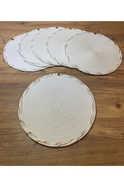 AYŞE SERHOŞOĞLU HOME DESİGN 6 Pieces Placemat, Charger Set, Plate Mat, Silicone-Free, Machine Stitched