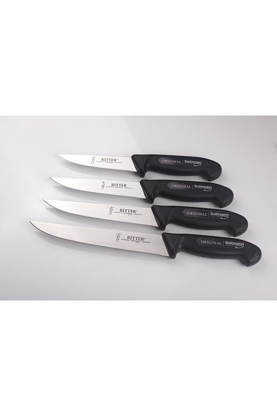 Solingen 4-Piece Butcher Knife Set Black