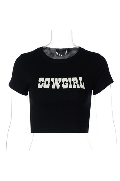 Touz Cowgirl Printed Black Crop Top - Blunt Blunt