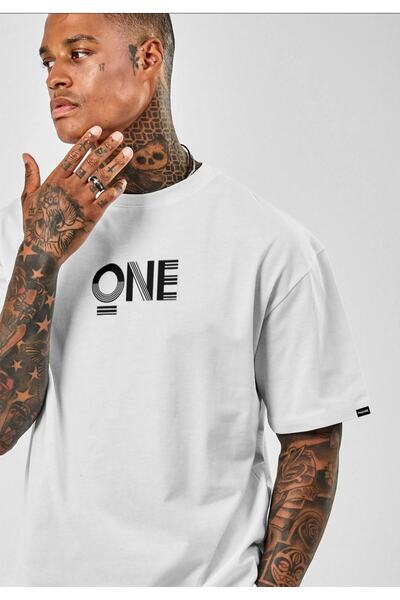 machiavelli Λευκό μπλουζάκι One Chest με τύπωμα Oversize
